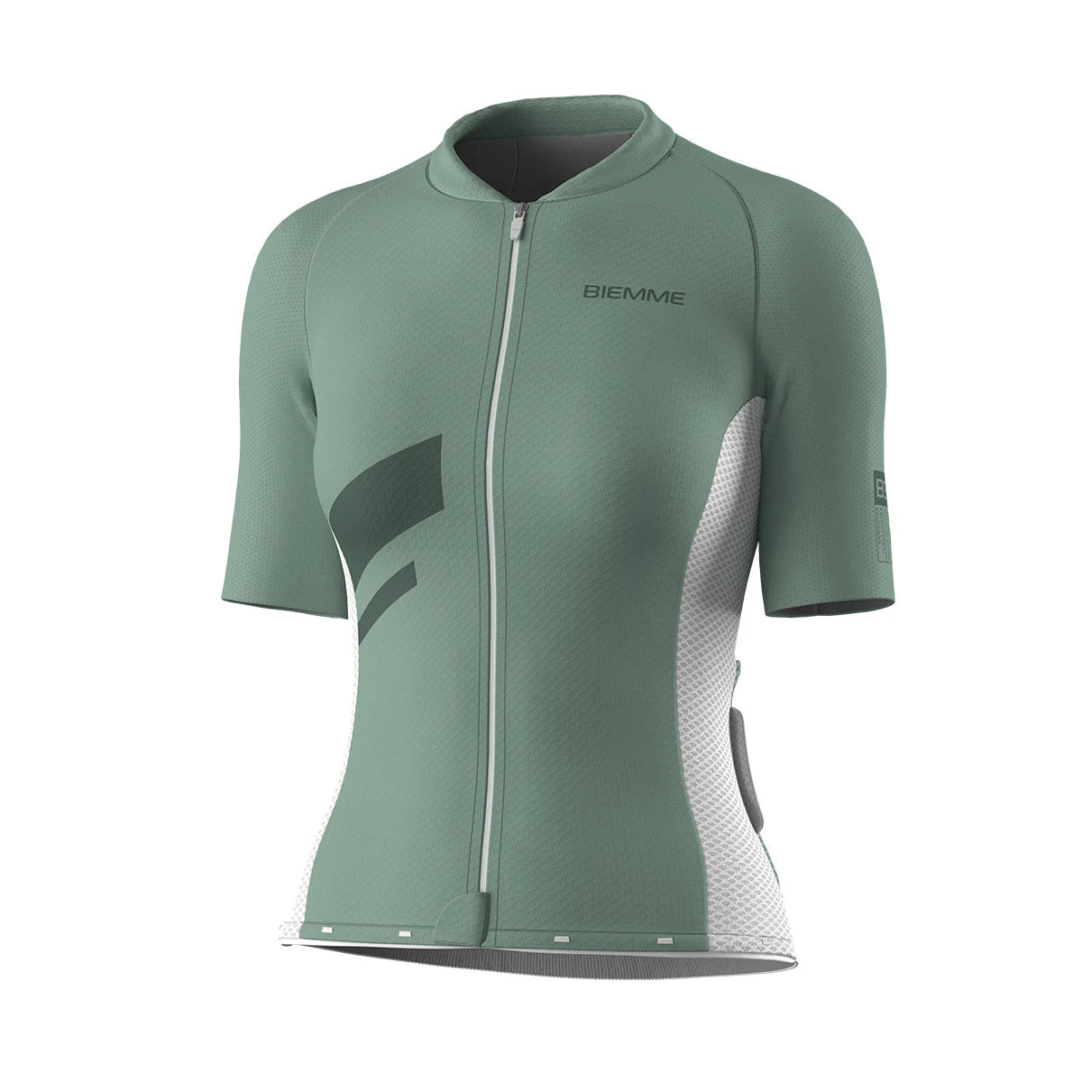 A12R2012L_BIANCO-SALVIA_DAVANTI_BIEMMESPORT_MAGLIA_MANICA_CORTA_DONNA #colore_salvia-bianco
