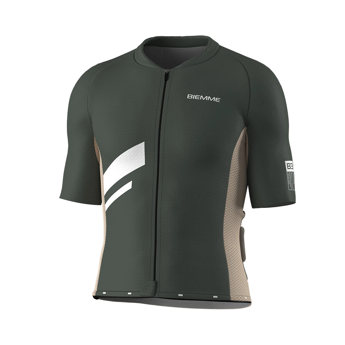 A12R2012M_VERDE-SABBIA_DAVANTI_BIEMMESPORT_MAGLIA_MANICA_CORTA_UOMO #colore_verde-militare-sabbia